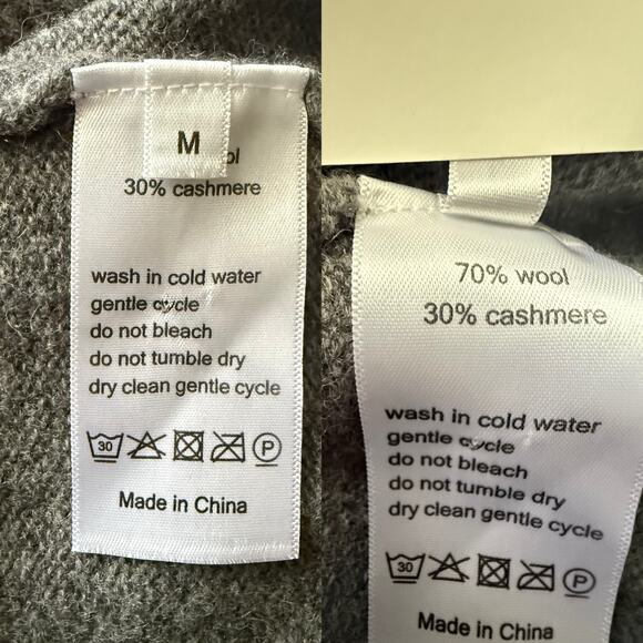 Random Identities Wool Cashmere Turtleneck Sweater Grey Black Medium - Picture 7 of 8